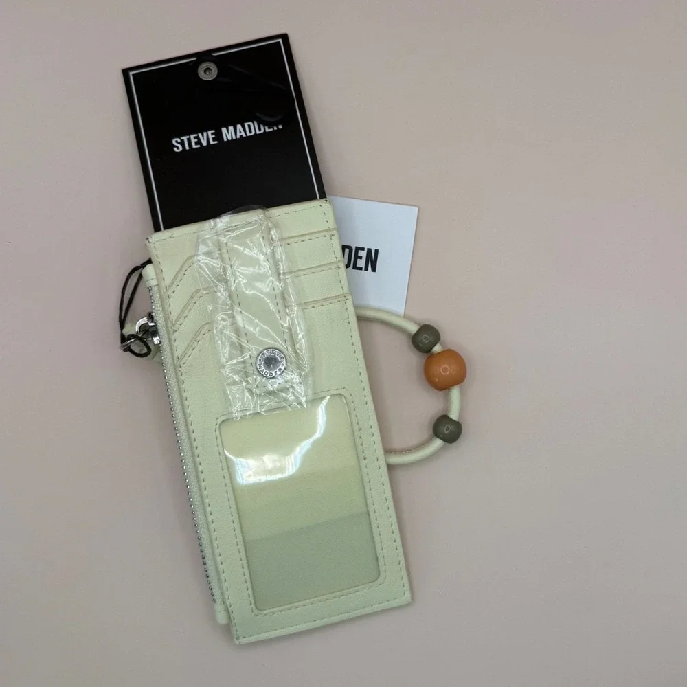 Steve‎ Madden BCARDIE Butter Yellow Card Case Wallet Wristlet Beaded Strap NWT